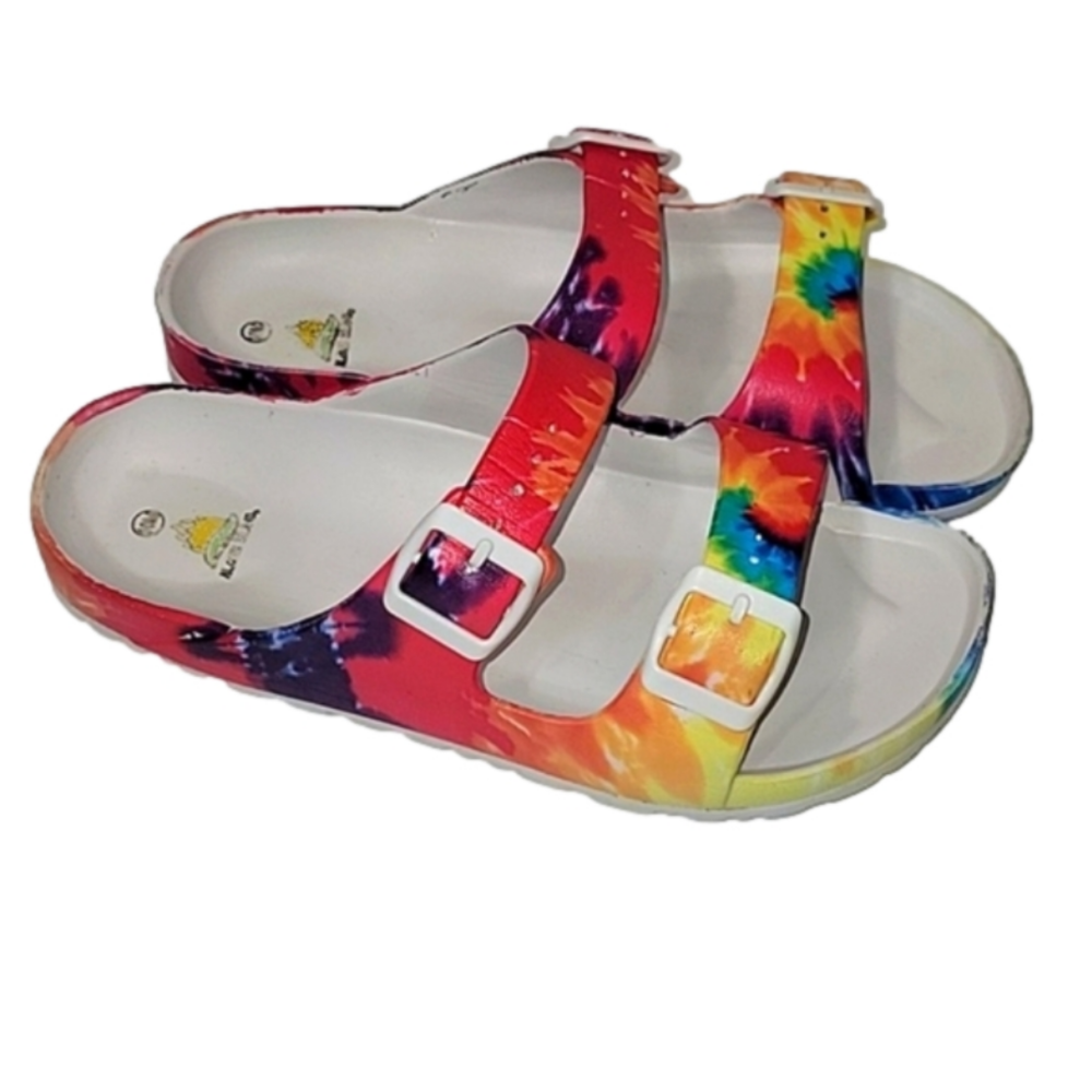 ALOHA ISLAND tie-dye double strap buckle sandals, waterproof, women's size 10